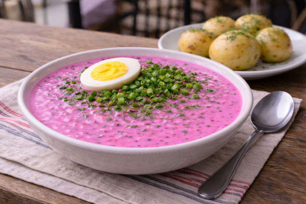Šaltibarščiai (Lithuanian Cold Beetroot Soup)