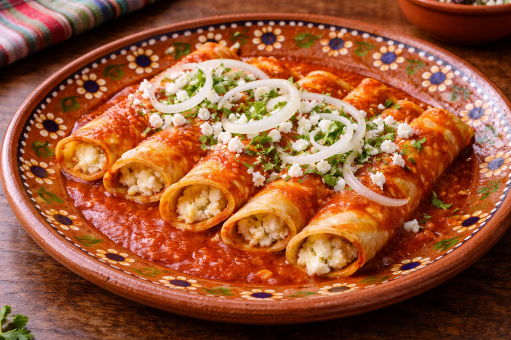 Enchiladas de Queso (Traditional Mexican Cheese Enchiladas)