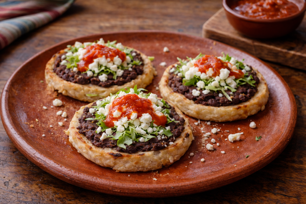 Sopes de Frijol (Mexican Thick Corn Cakes with Beans)