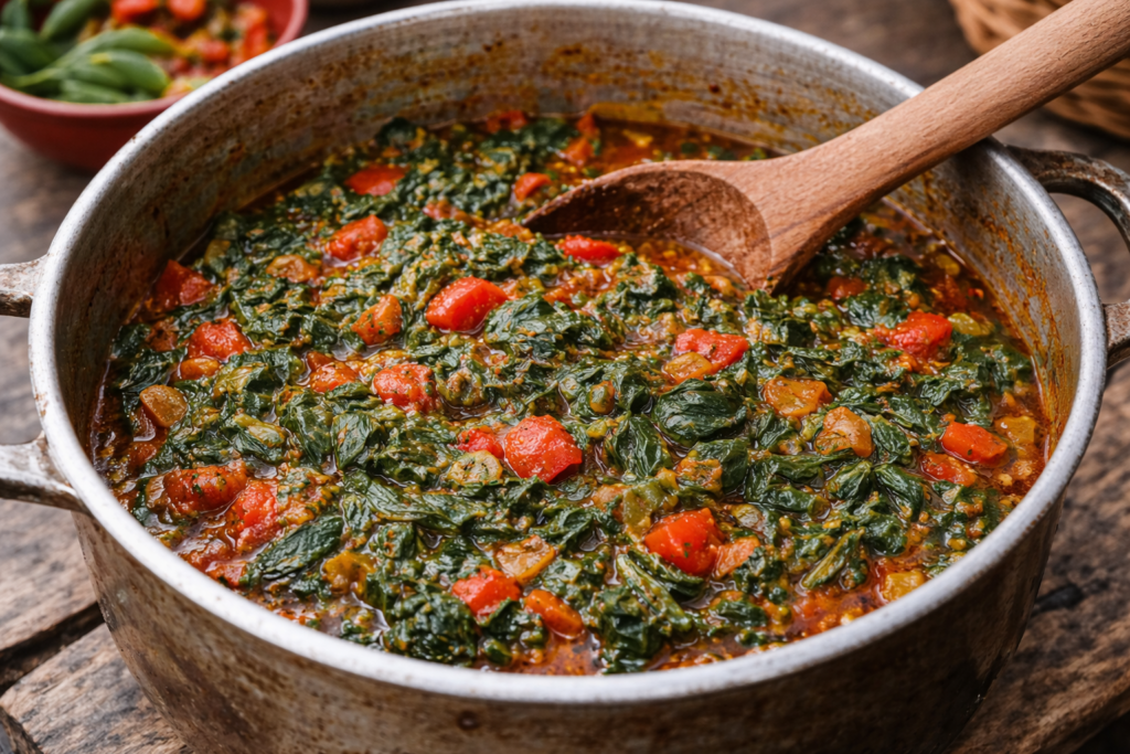 Efo Riro (Nigerian Spinach Stew-Vegetarian Version)