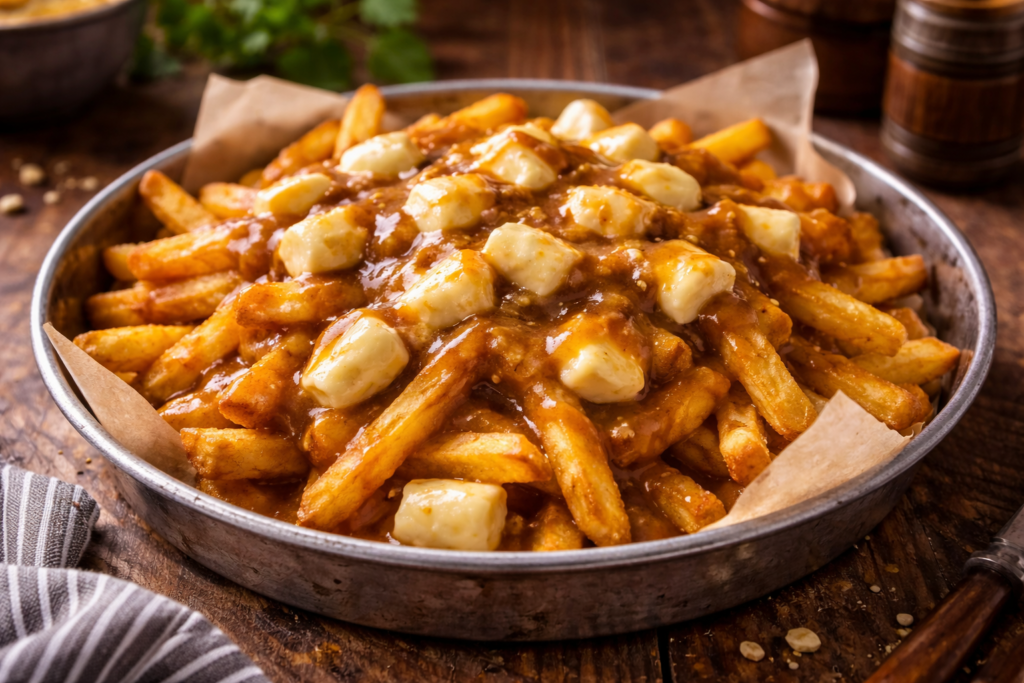 Poutine (Canadian Fries with Gravy and Cheese Curds)