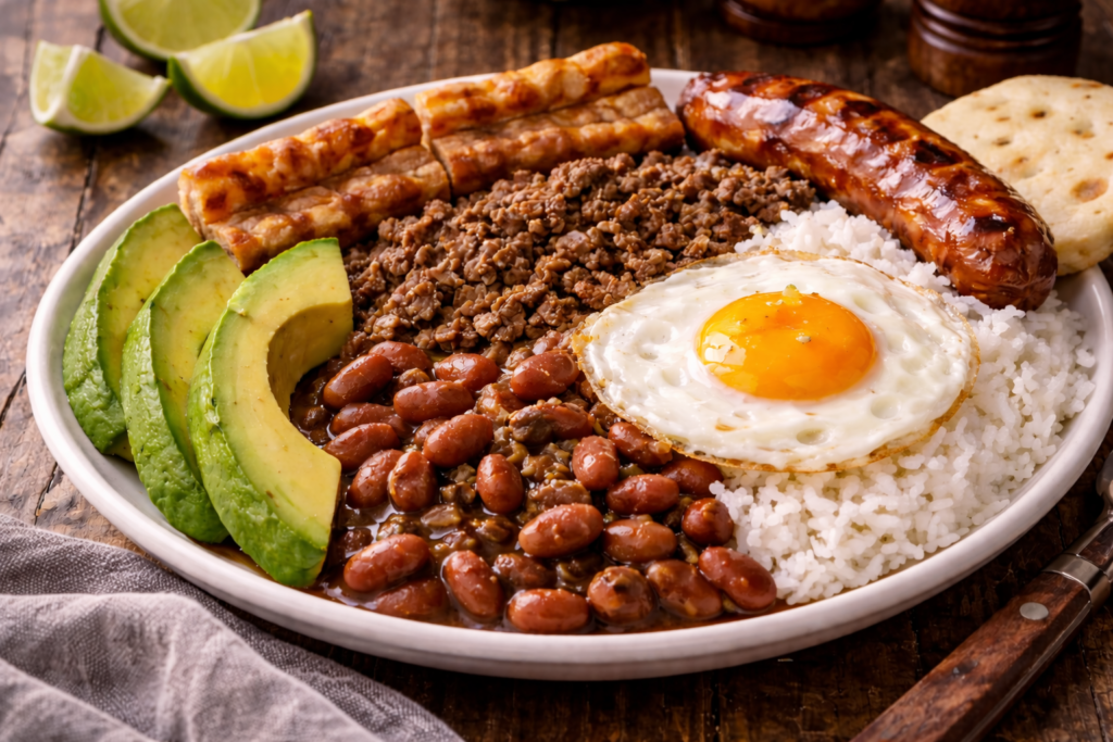 Bandeja Paisa (Colombian Mixed Meat and Bean Platter) Bandeja Paisa (Colombian Mixed Meat and Bean Platter)