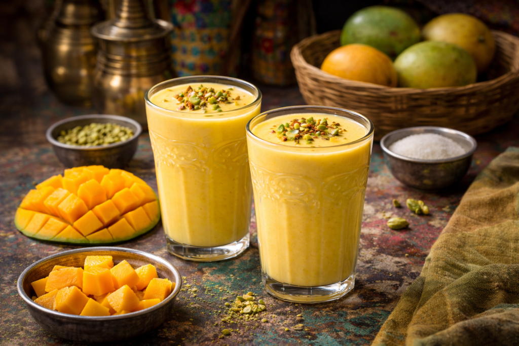Mango Lassi (Indian Mango Yogurt Dessert Drink)