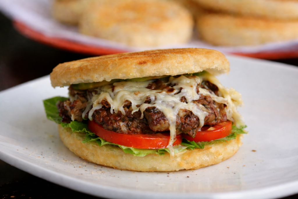 Arepa Burger (Colombian Arepa Street-Style Sandwich)
