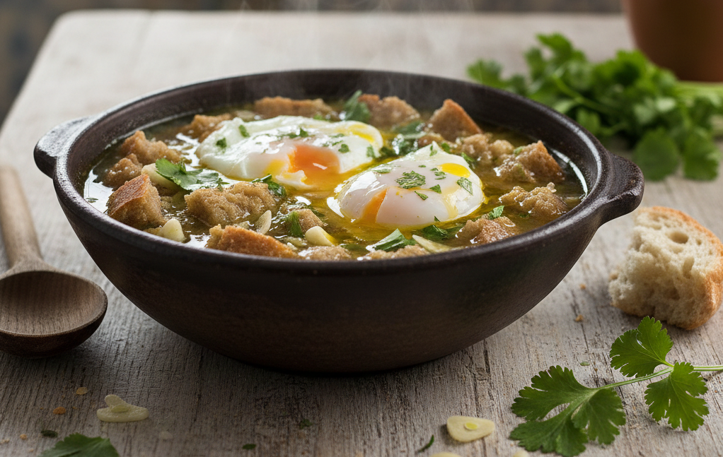 Açorda Alentejana (Portuguese Bread and Garlic Soup)