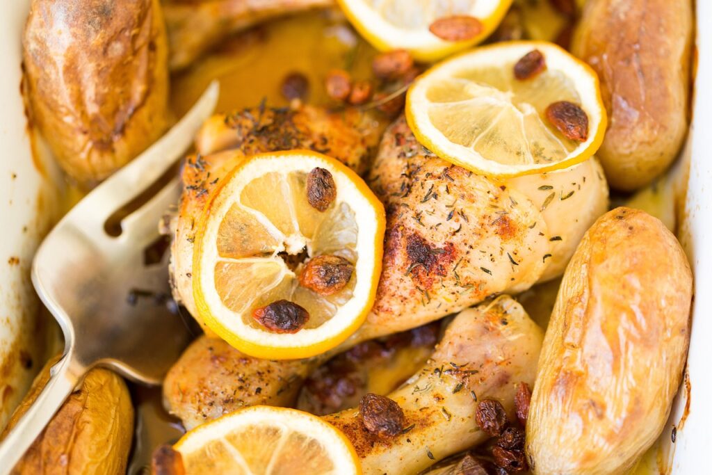 Scaloppine al Limone (Lemon Chicken with Italian Pan-Fried Potatoes) lemon, lemon chicken, slice, dish, lunch, cooking, food, meat, cook, goji, goji fruit, healthy food, kitchen, meal, potatoes, baked potatoes, lemon chicken, lemon chicken, lemon chicken, lemon chicken, lemon chicken
