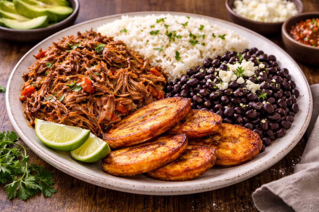 pabellón criollo en el plato
